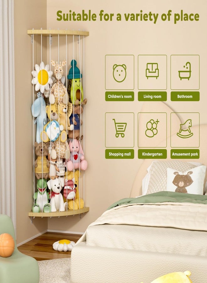 Dayacoco Stuffed Animal Storage Wooden Corner Shelf,60-80 in Length Adjustable,Stuffed Animal Organizer,Wall Hanging Stuffed Animal Holder Shelf for Nursery & Play & Bedroom & Kid Room,White - Image 5